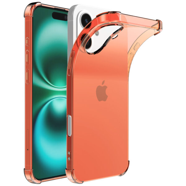 iPhone 16 Plus siliconen telefoonhoesje met stootrand transparant rood (1)