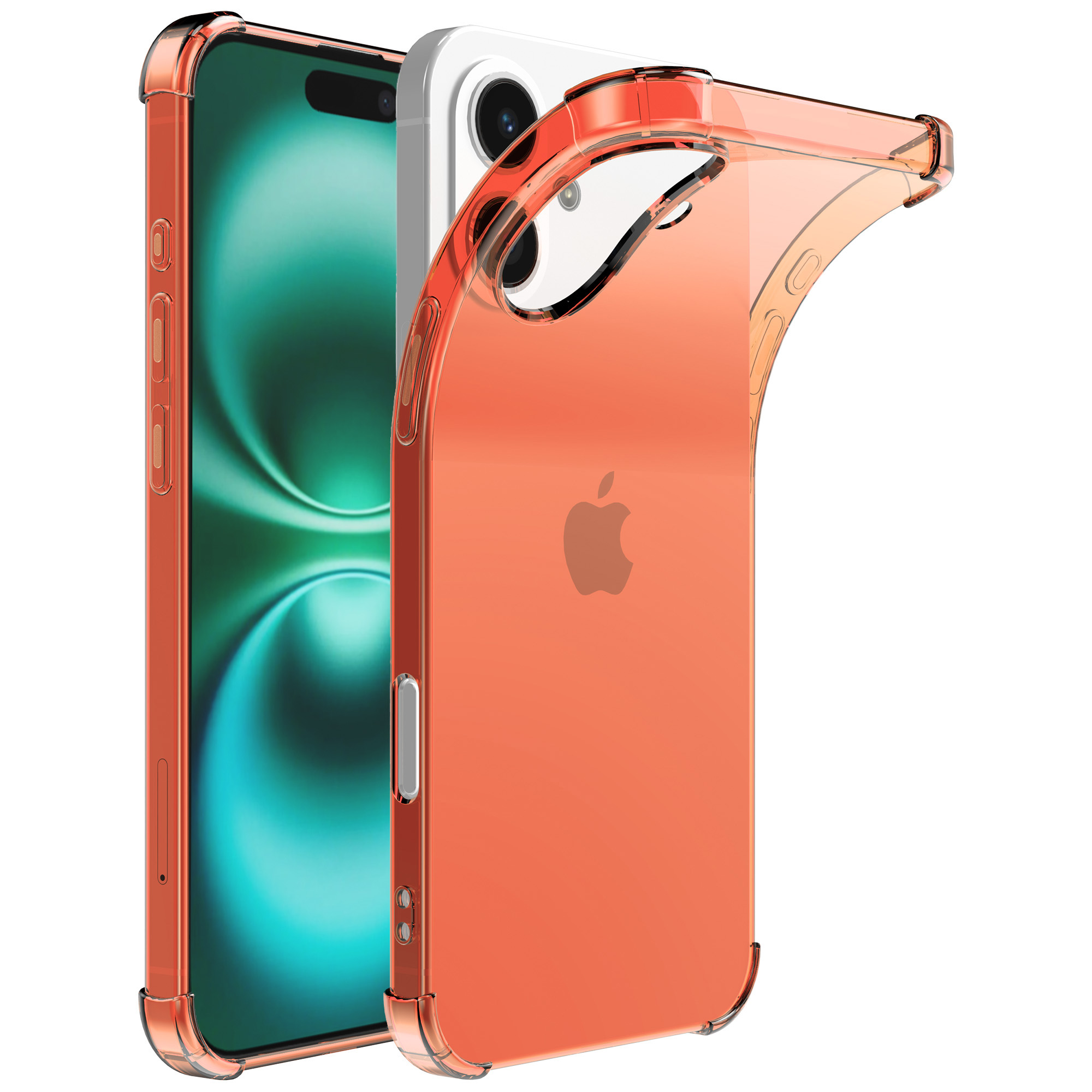 iPhone 16 Plus siliconen telefoonhoesje met stootrand transparant rood (1)
