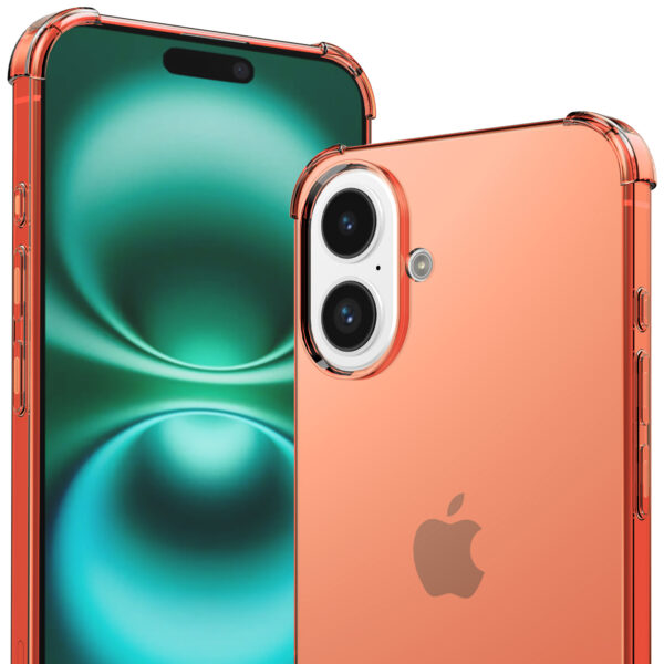 iPhone 16 Plus siliconen telefoonhoesje met stootrand transparant rood (2)