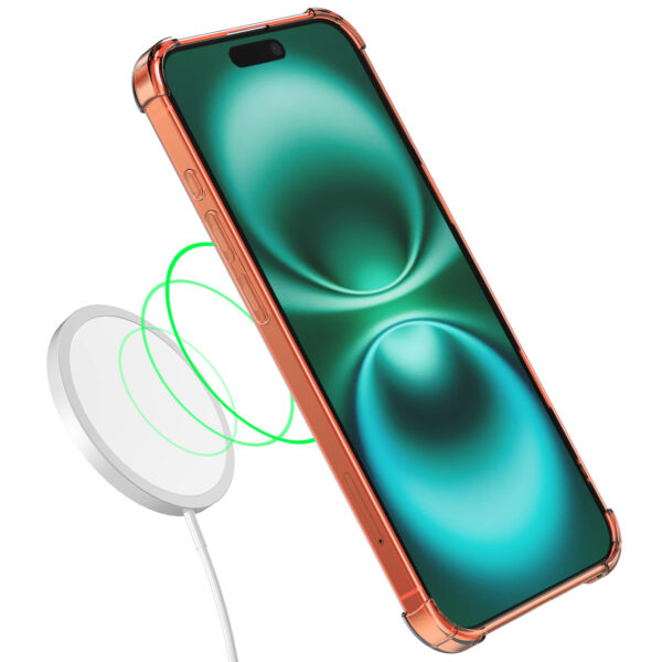 iPhone 16 Plus siliconen telefoonhoesje met stootrand transparant rood (3)