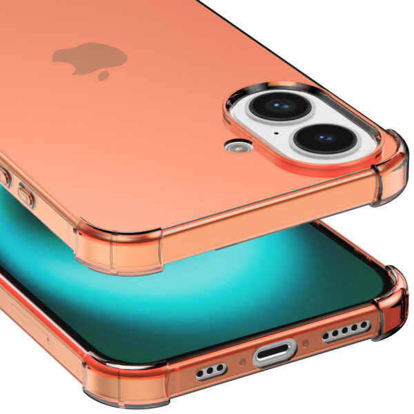 iPhone 16 Plus siliconen telefoonhoesje met stootrand transparant rood (4)