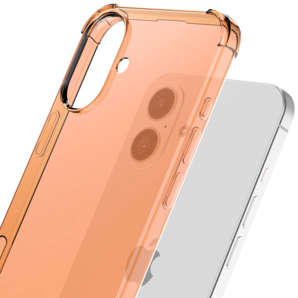 iPhone 16 Plus siliconen telefoonhoesje met stootrand transparant rood (5)