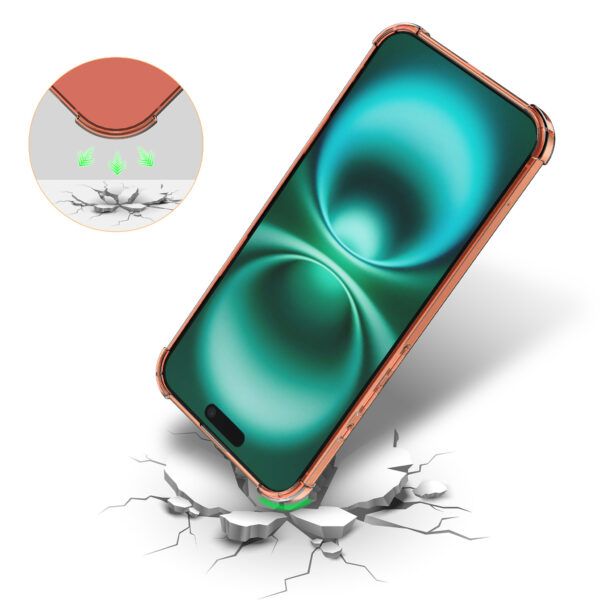 iPhone 16 Plus siliconen telefoonhoesje met stootrand transparant rood (6)