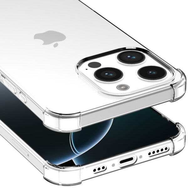 iPhone 16 Pro Max siliconen telefoonhoesje met stootrand transparant (5)