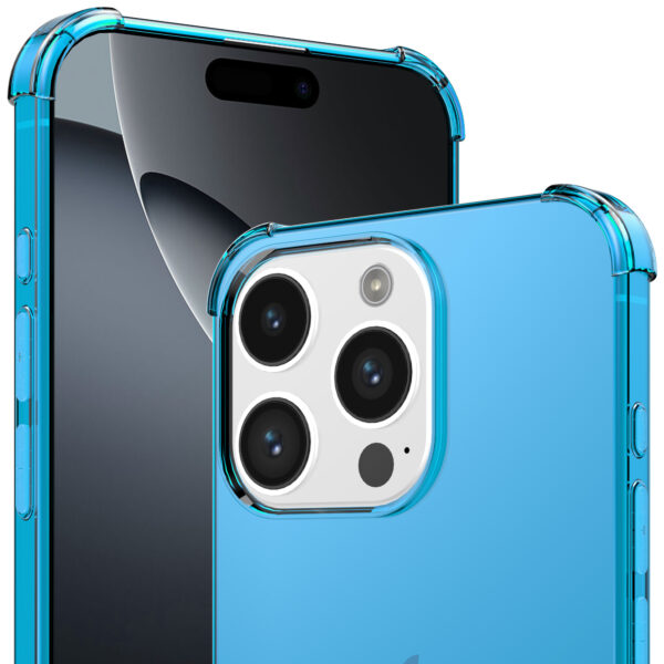 iPhone 16 Pro Max siliconen telefoonhoesje met stootrand transparant blauw (3)