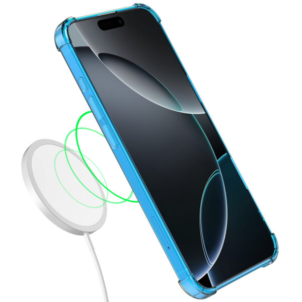 iPhone 16 Pro Max siliconen telefoonhoesje met stootrand transparant blauw (4)