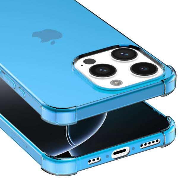 iPhone 16 Pro Max siliconen telefoonhoesje met stootrand transparant blauw (5)