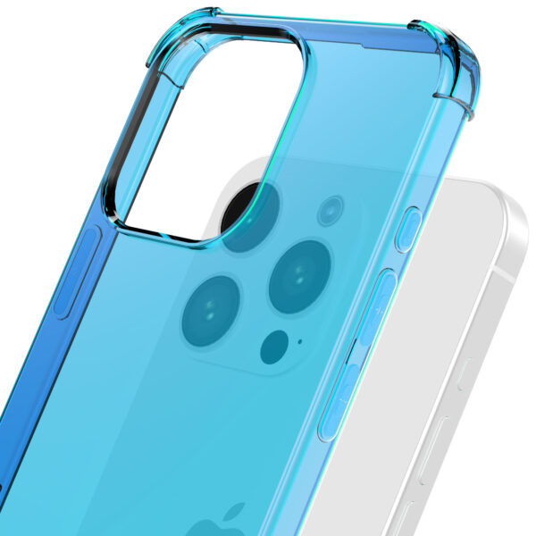 iPhone 16 Pro Max siliconen telefoonhoesje met stootrand transparant blauw (6)