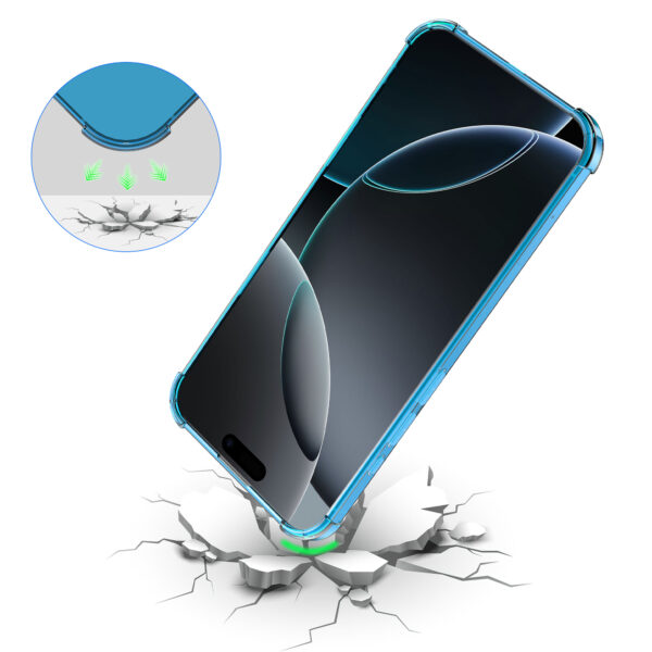 iPhone 16 Pro Max siliconen telefoonhoesje met stootrand transparant blauw (7)