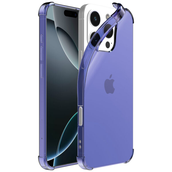 iPhone 16 Pro Max siliconen telefoonhoesje met stootrand transparant donker blauw (1)