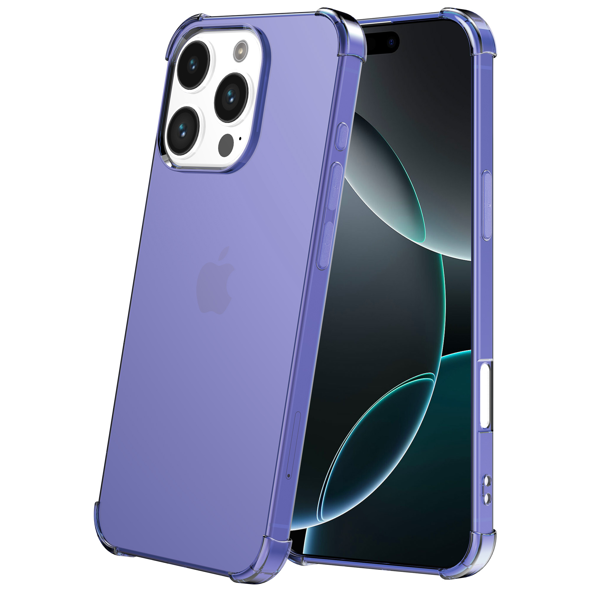 iPhone 16 Pro Max siliconen telefoonhoesje met stootrand transparant donker blauw (2)