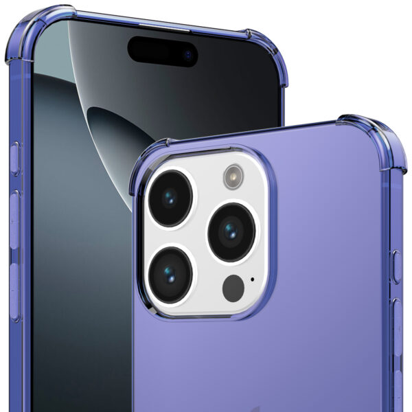iPhone 16 Pro Max siliconen telefoonhoesje met stootrand transparant donker blauw (3)
