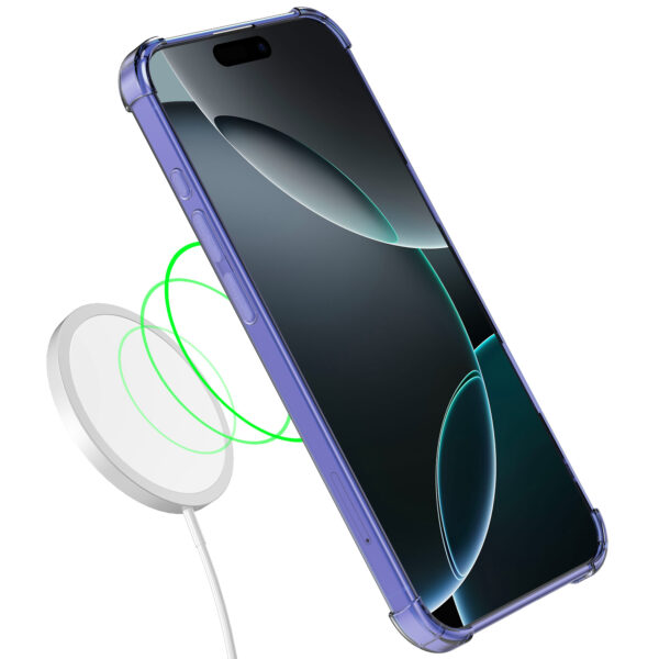 iPhone 16 Pro Max siliconen telefoonhoesje met stootrand transparant donker blauw (4)