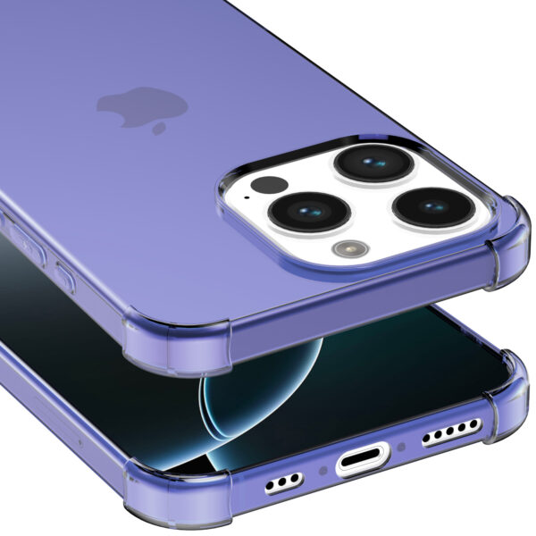 iPhone 16 Pro Max siliconen telefoonhoesje met stootrand transparant donker blauw (5)