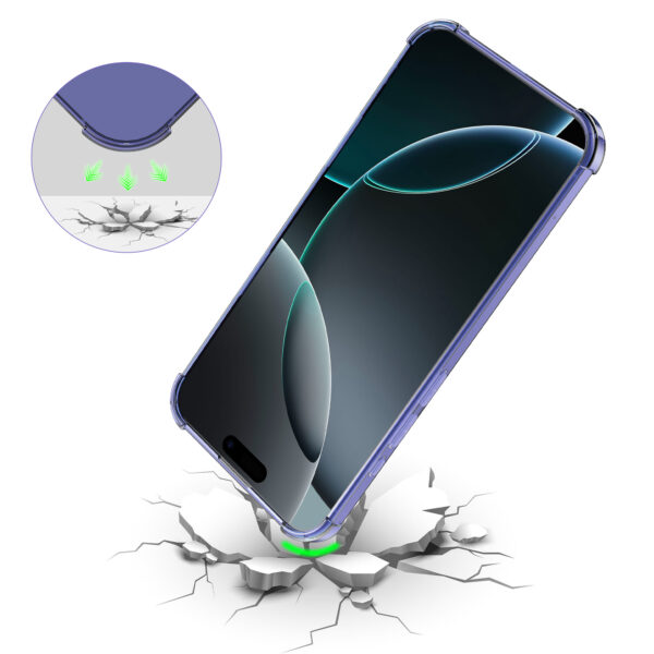 iPhone 16 Pro Max siliconen telefoonhoesje met stootrand transparant donker blauw (7)