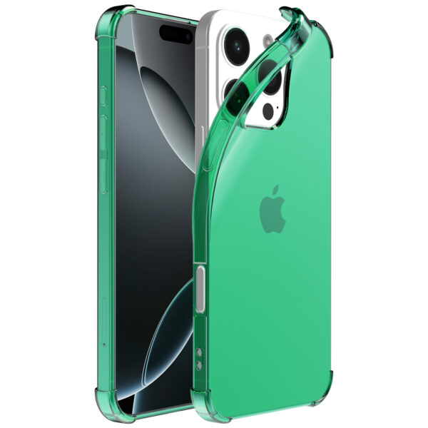 iPhone 16 Pro Max siliconen telefoonhoesje met stootrand transparant groen (1)