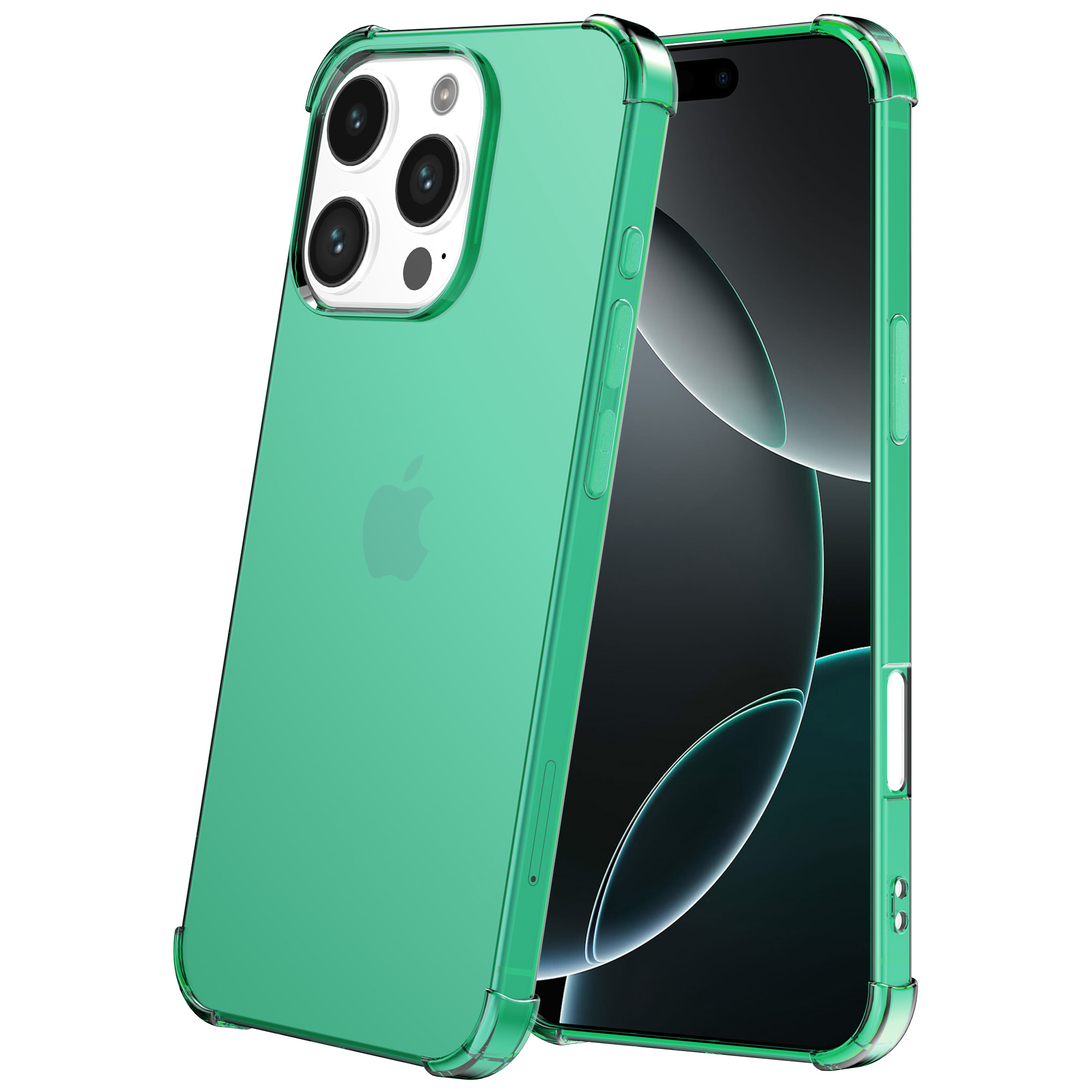 iPhone 16 Pro Max siliconen telefoonhoesje met stootrand transparant groen (2)