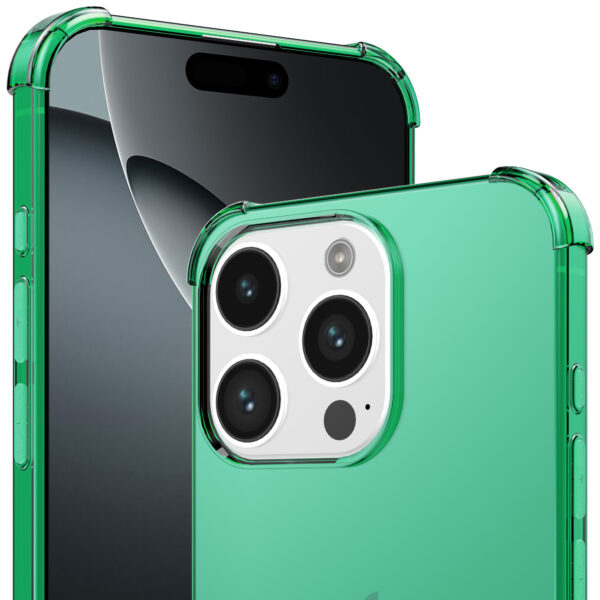 iPhone 16 Pro Max siliconen telefoonhoesje met stootrand transparant groen (3)