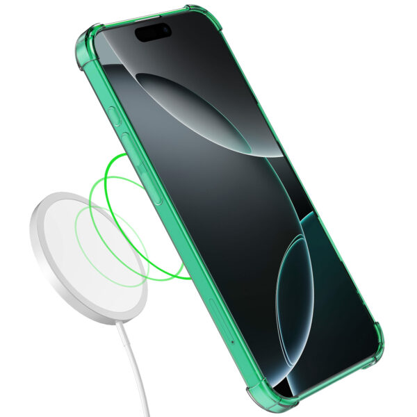 iPhone 16 Pro Max siliconen telefoonhoesje met stootrand transparant groen (4)