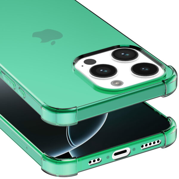 iPhone 16 Pro Max siliconen telefoonhoesje met stootrand transparant groen (5)