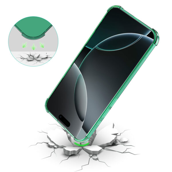 iPhone 16 Pro Max siliconen telefoonhoesje met stootrand transparant groen (7)