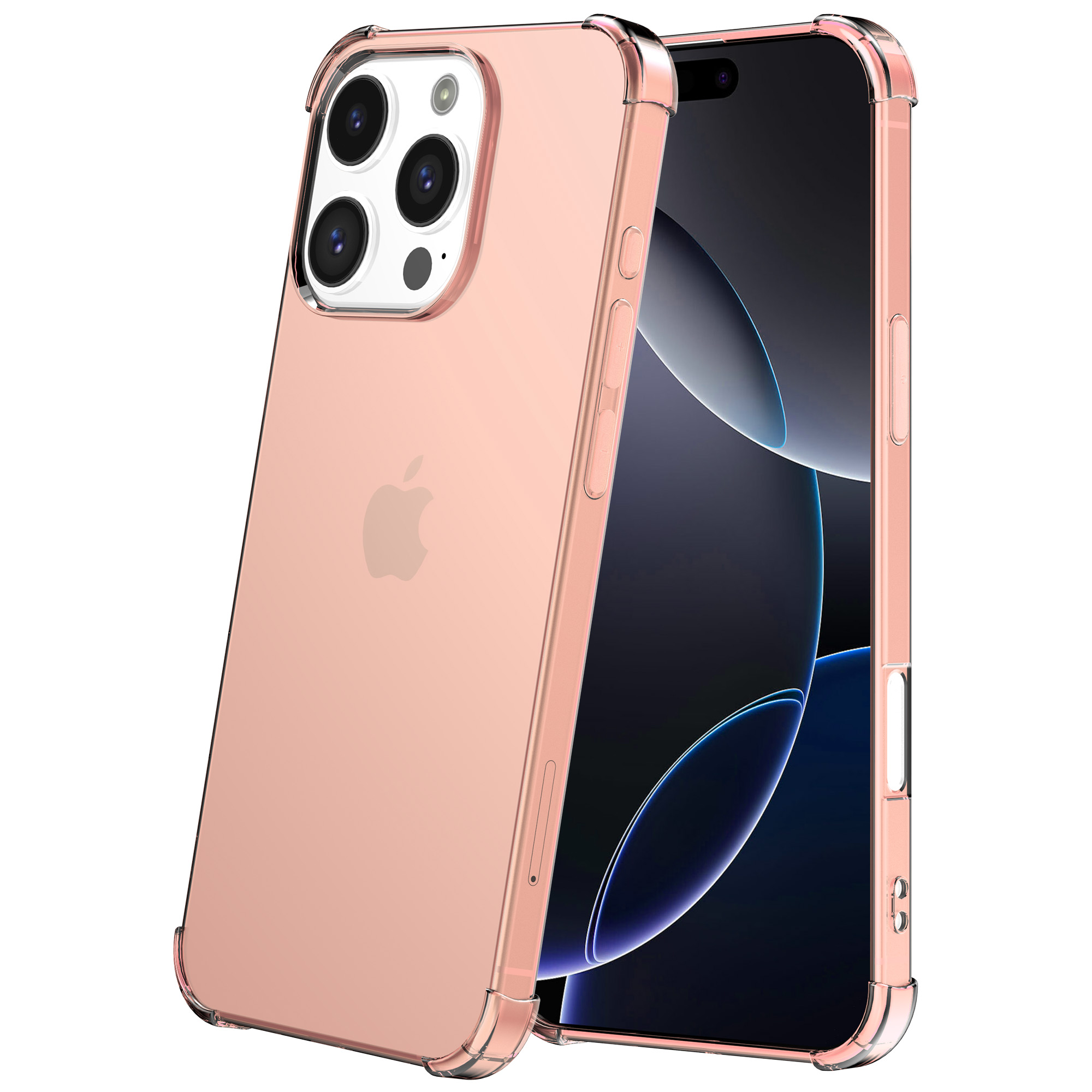 iPhone 16 Pro Max siliconen telefoonhoesje met stootrand transparant lichtroze (2)