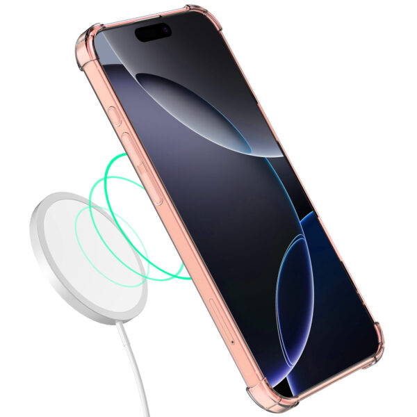 iPhone 16 Pro Max siliconen telefoonhoesje met stootrand transparant lichtroze (4)