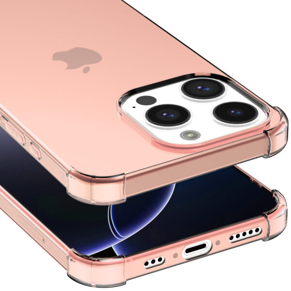 iPhone 16 Pro Max siliconen telefoonhoesje met stootrand transparant lichtroze (5)