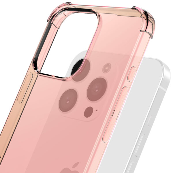 iPhone 16 Pro Max siliconen telefoonhoesje met stootrand transparant lichtroze (6)