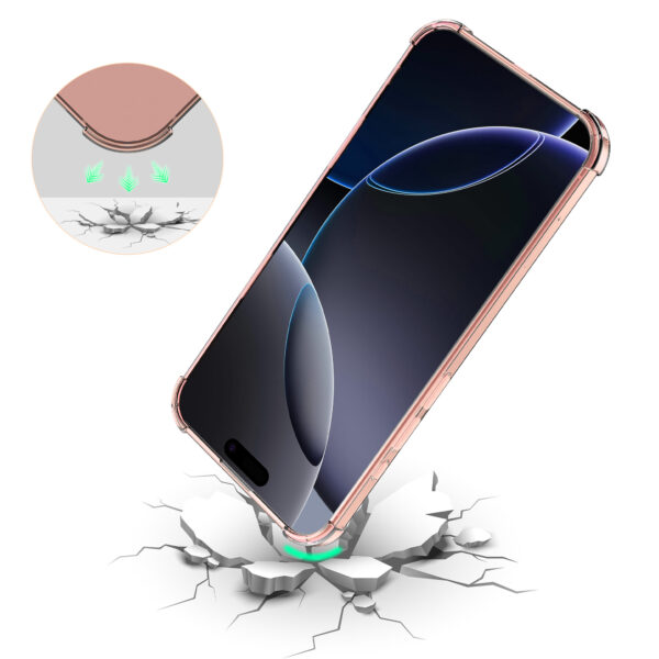 iPhone 16 Pro Max siliconen telefoonhoesje met stootrand transparant lichtroze (7)