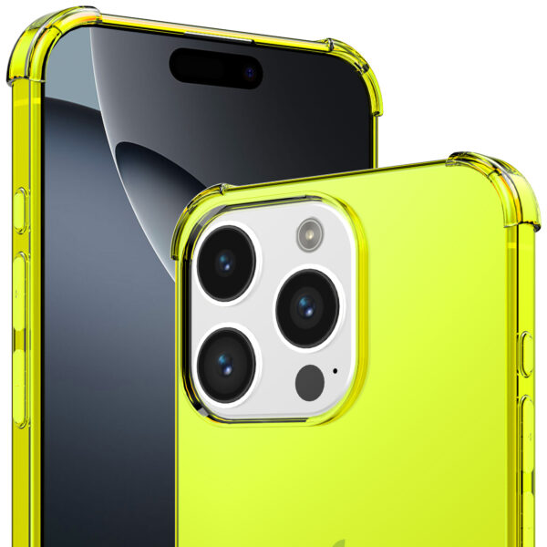 iPhone 16 Pro Max siliconen telefoonhoesje met stootrand transparant neon geel (3)