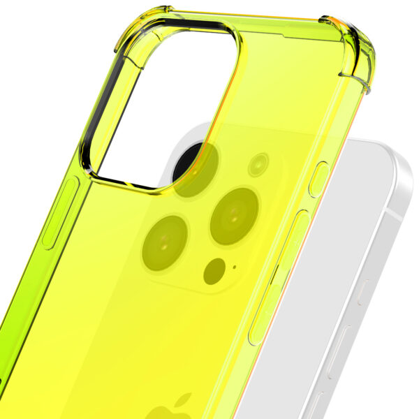 iPhone 16 Pro Max siliconen telefoonhoesje met stootrand transparant neon geel (6)