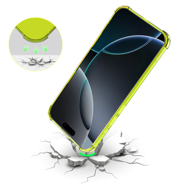 iPhone 16 Pro Max siliconen telefoonhoesje met stootrand transparant neon geel (7)