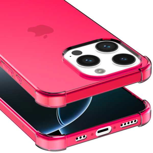 iPhone 16 Pro Max siliconen telefoonhoesje met stootrand transparant neon roze (5)
