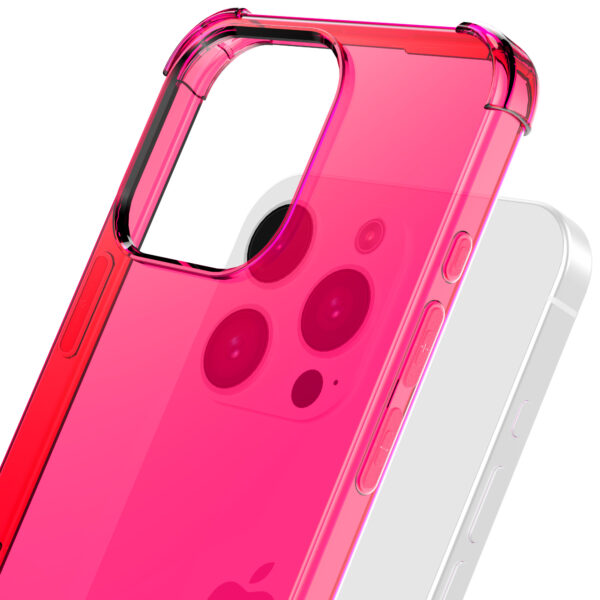 iPhone 16 Pro Max siliconen telefoonhoesje met stootrand transparant neon roze (6)