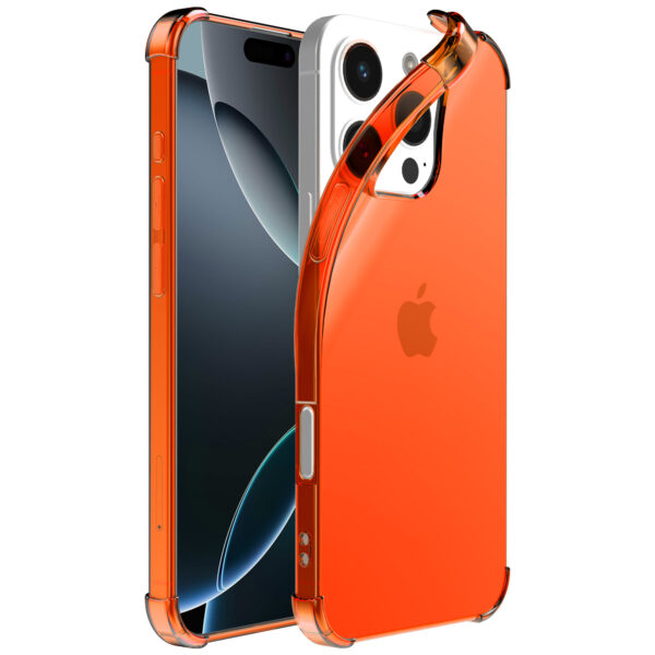 iPhone 16 Pro Max siliconen telefoonhoesje met stootrand transparant oranje (1)