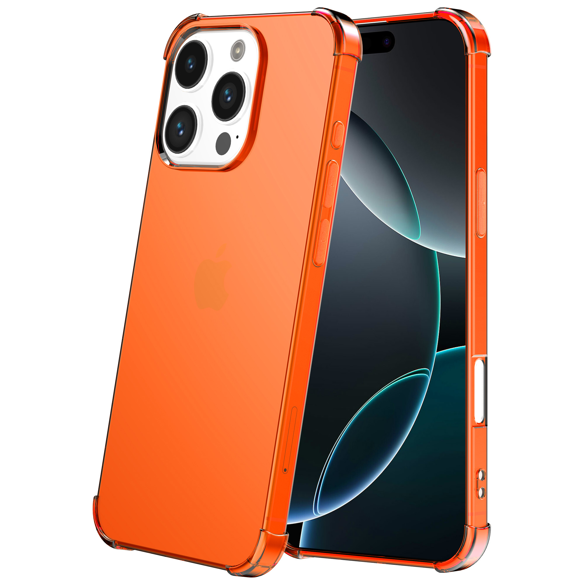 iPhone 16 Pro Max siliconen telefoonhoesje met stootrand transparant oranje (2)