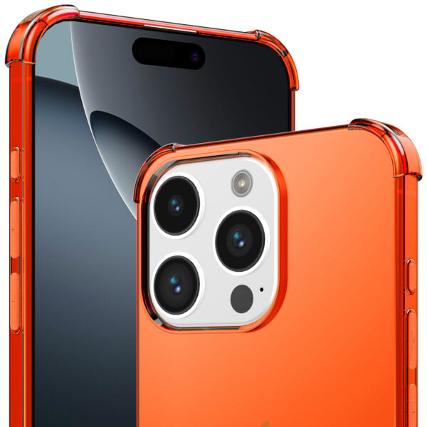 iPhone 16 Pro Max siliconen telefoonhoesje met stootrand transparant oranje (3)