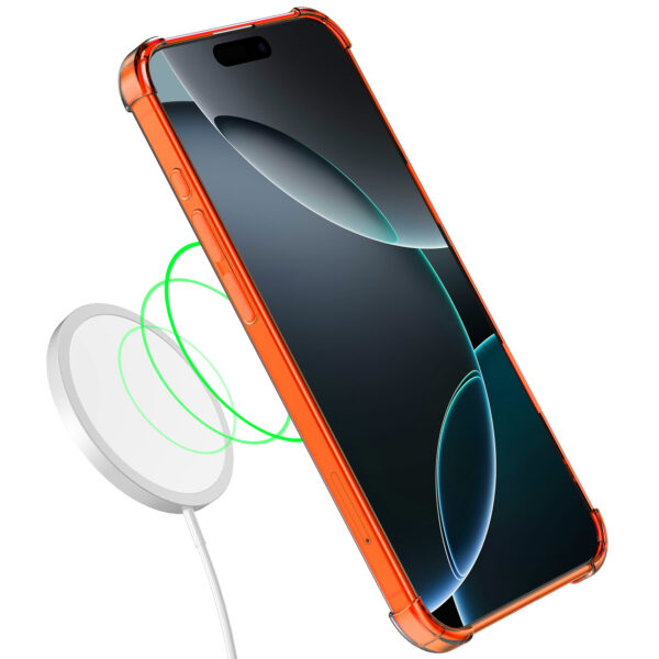 iPhone 16 Pro Max siliconen telefoonhoesje met stootrand transparant oranje (4)