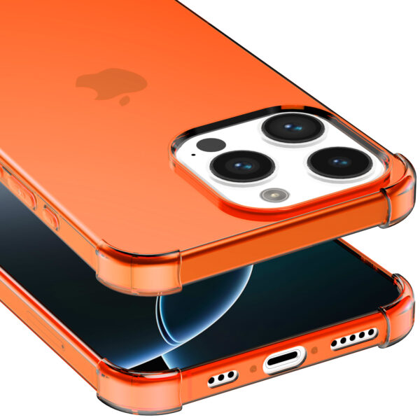 iPhone 16 Pro Max siliconen telefoonhoesje met stootrand transparant oranje (5)