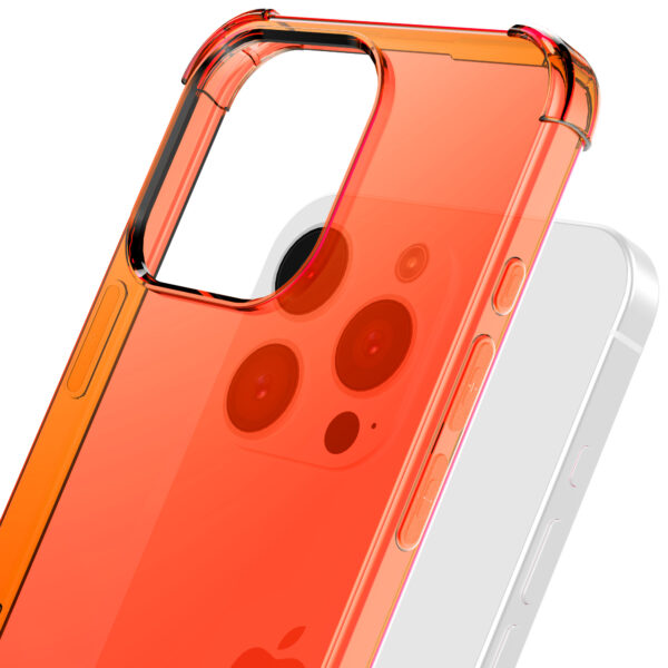 iPhone 16 Pro Max siliconen telefoonhoesje met stootrand transparant oranje (6)
