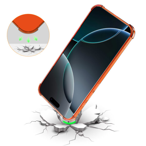 iPhone 16 Pro Max siliconen telefoonhoesje met stootrand transparant oranje (7)