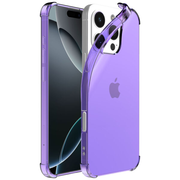 iPhone 16 Pro Max siliconen telefoonhoesje met stootrand transparant paars (1)