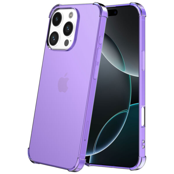 iPhone 16 Pro Max siliconen telefoonhoesje met stootrand transparant paars (2)