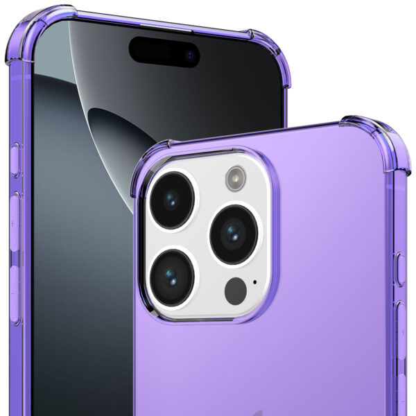 iPhone 16 Pro Max siliconen telefoonhoesje met stootrand transparant paars (3)