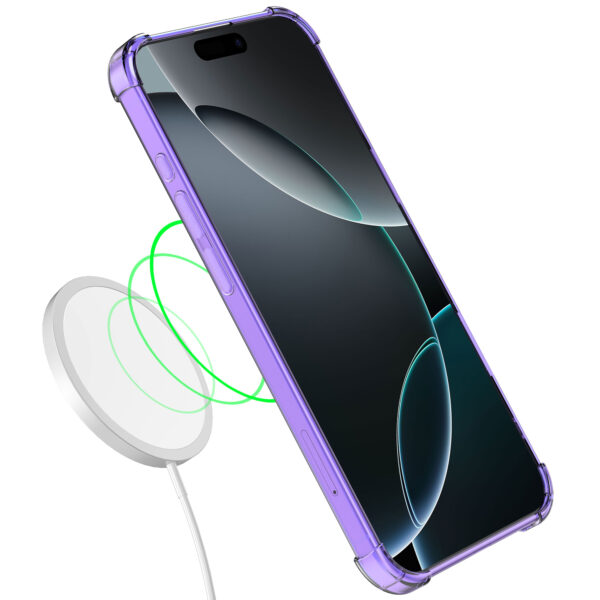 iPhone 16 Pro Max siliconen telefoonhoesje met stootrand transparant paars (4)