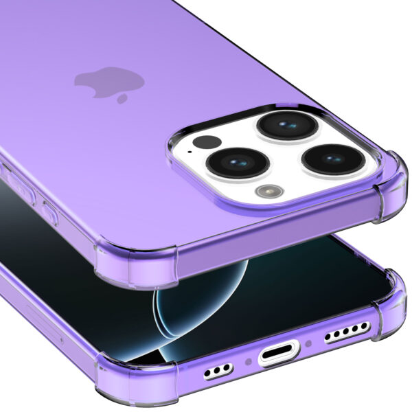 iPhone 16 Pro Max siliconen telefoonhoesje met stootrand transparant paars (5)