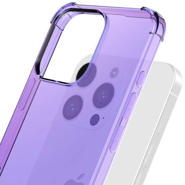 iPhone 16 Pro Max siliconen telefoonhoesje met stootrand transparant paars (6)