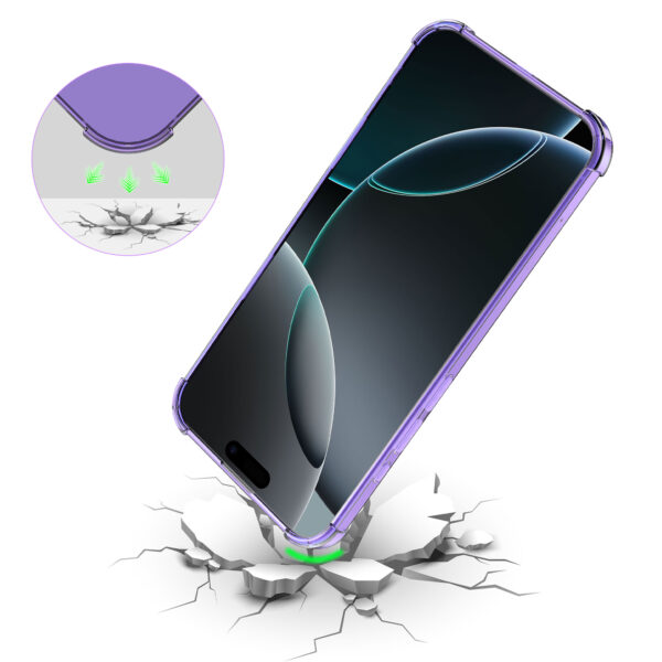iPhone 16 Pro Max siliconen telefoonhoesje met stootrand transparant paars (7)