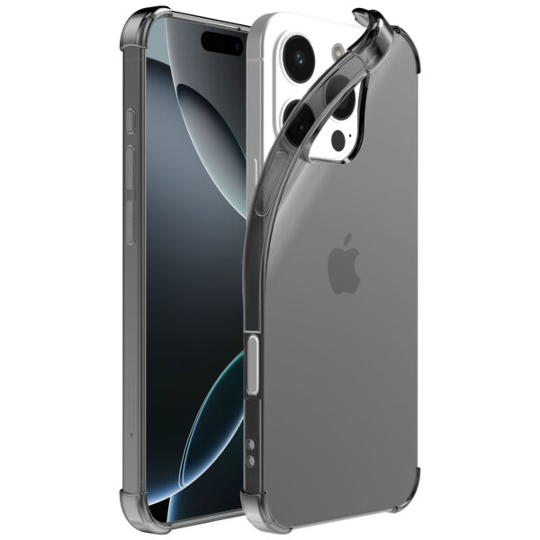 iPhone 16 Pro Max siliconen telefoonhoesje met stootrand transparant zwart (1)